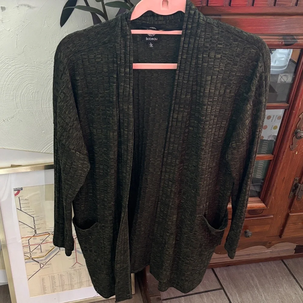Bobeau Forest Green 3/4 length Cardigan  Large - Picture 6 of 7